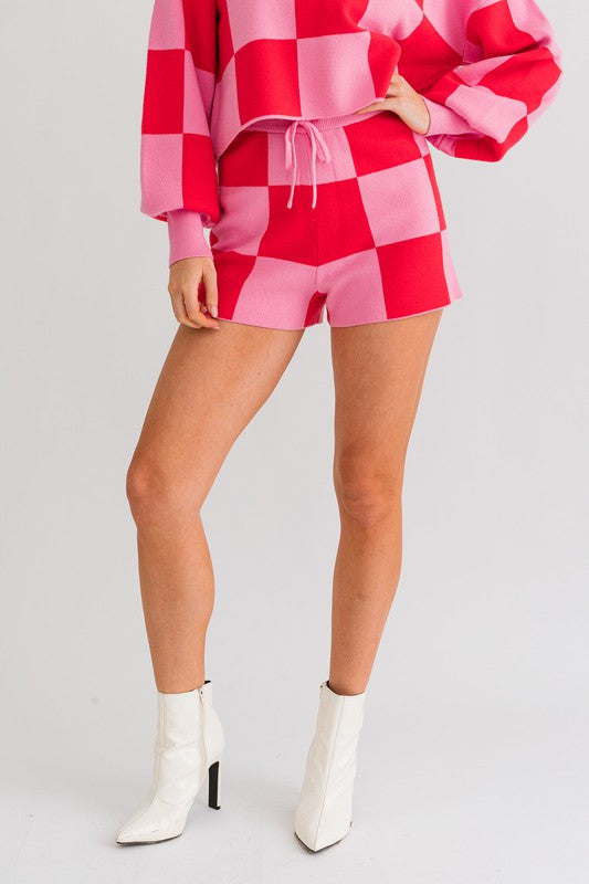 Plaid Checkered Sweater Shorts