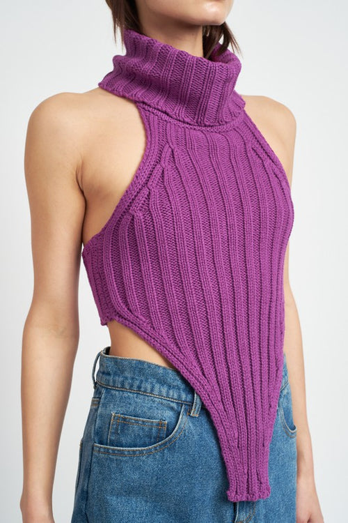 Knit Open Back Turtleneck