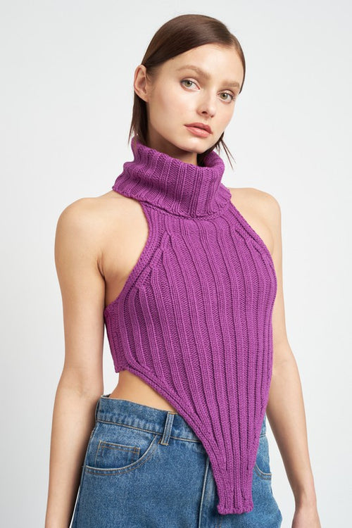Knit Open Back Turtleneck