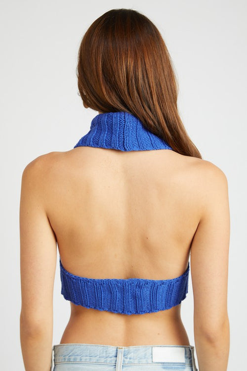 Knit Open Back Turtleneck