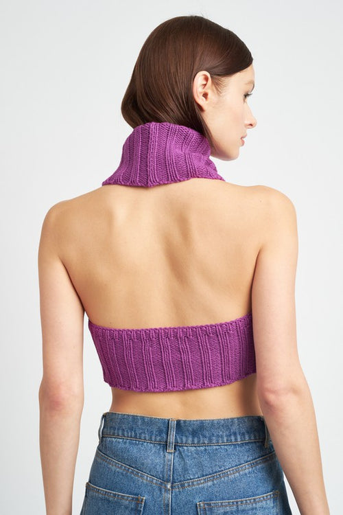 Knit Open Back Turtleneck