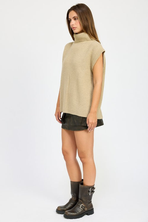 Split Back Turtle-Neck Sweater Top