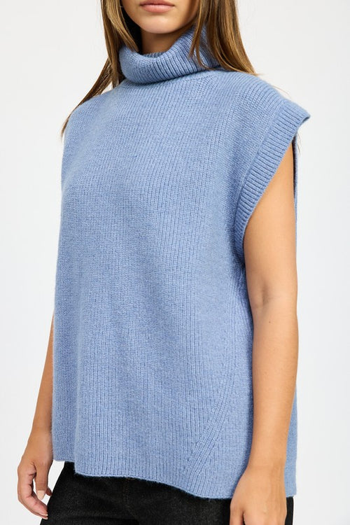 Split Back Turtle-Neck Sweater Top