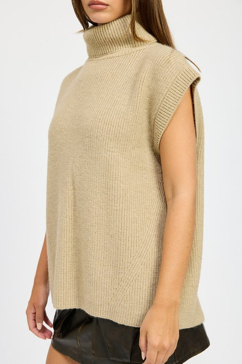 Split Back Turtle-Neck Sweater Top