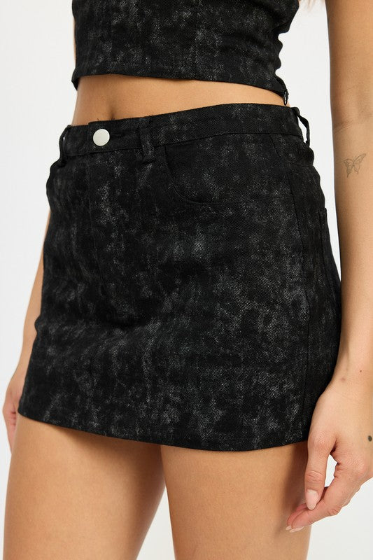 Washed Denim Mini Skirt