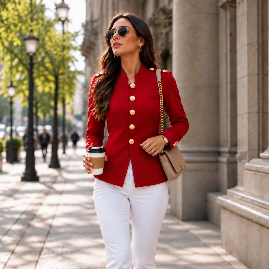Wearbella – Gold Button Tailored Military Blazer