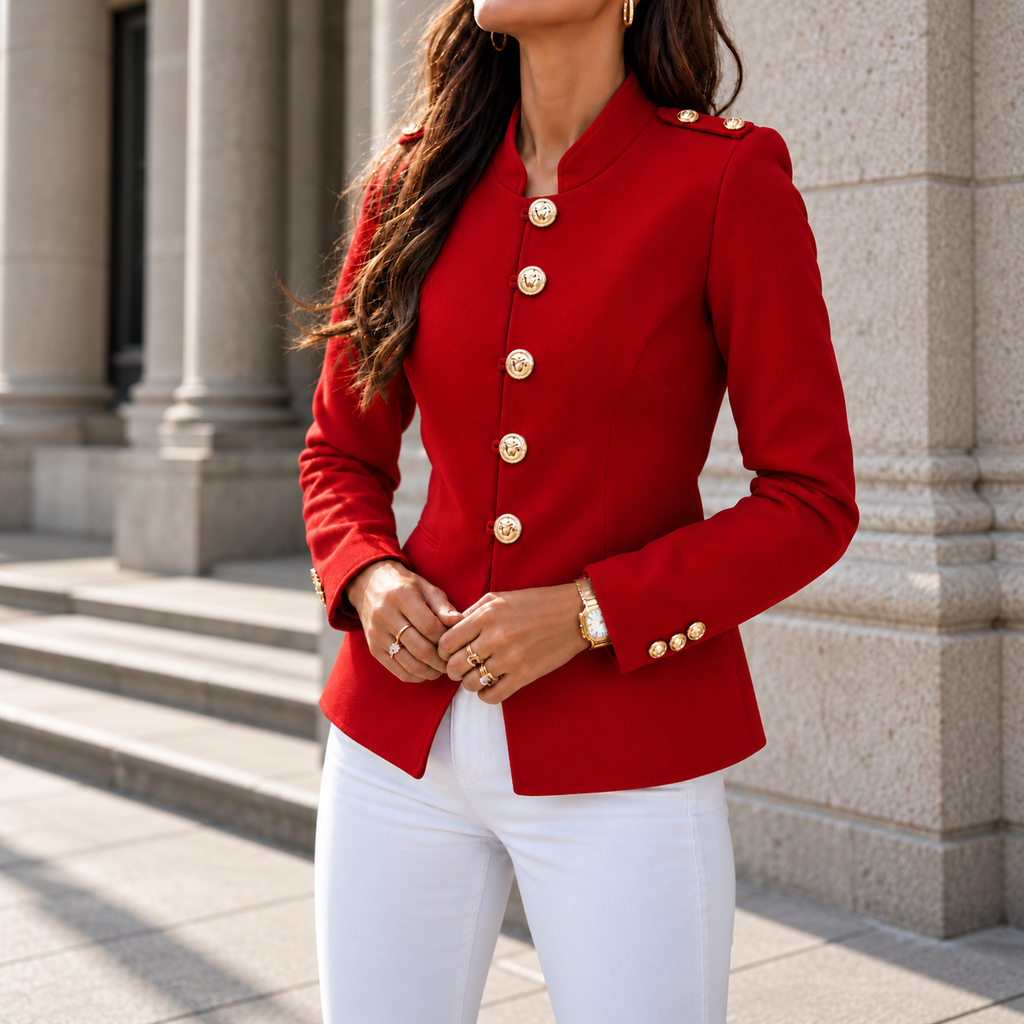 Wearbella – Gold Button Tailored Military Blazer
