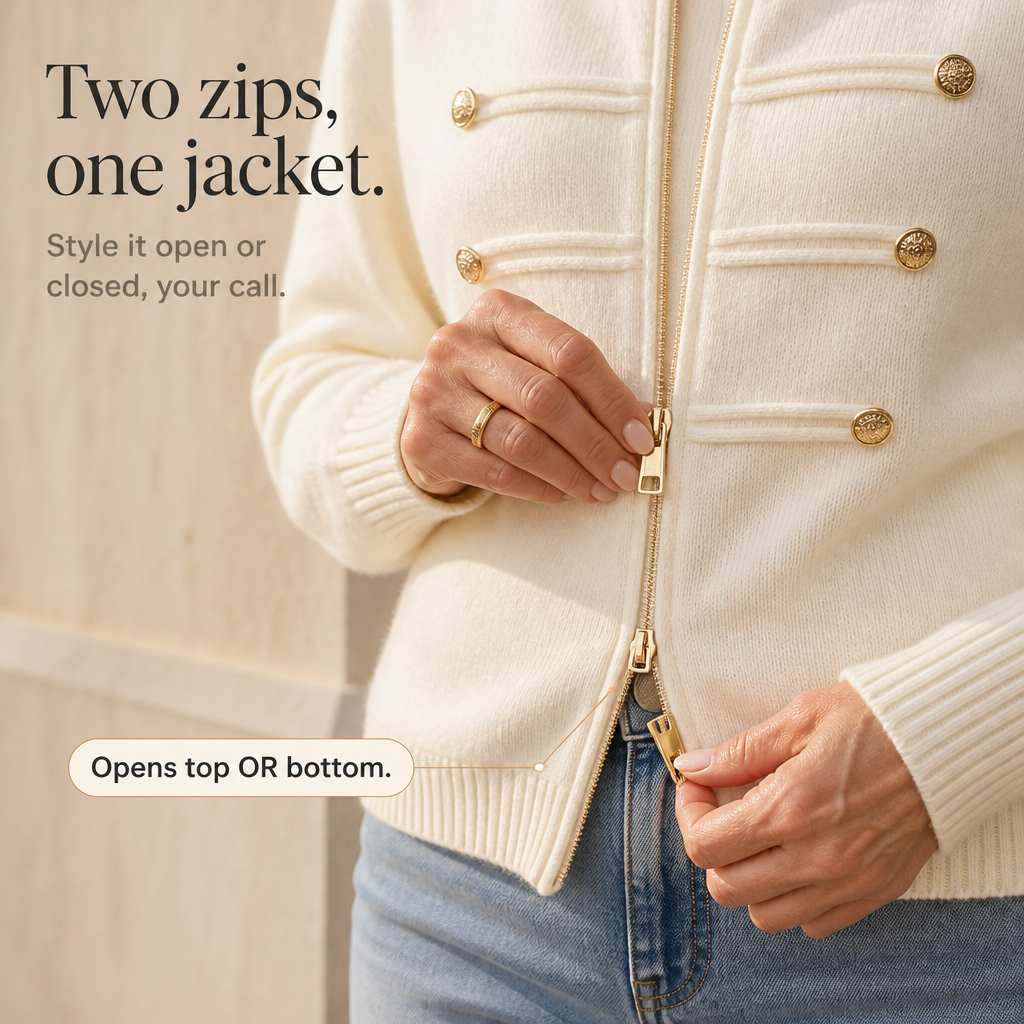 Zipelle – Two-Way Zip Sweater Jacket