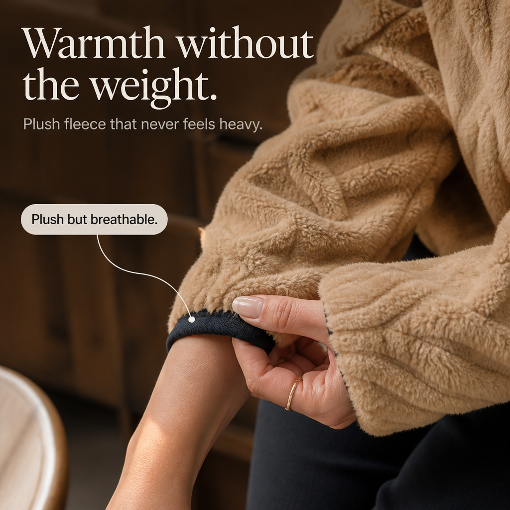 Plushly – Fuzzy Half-Zip Kangaroo Pocket Pullover
