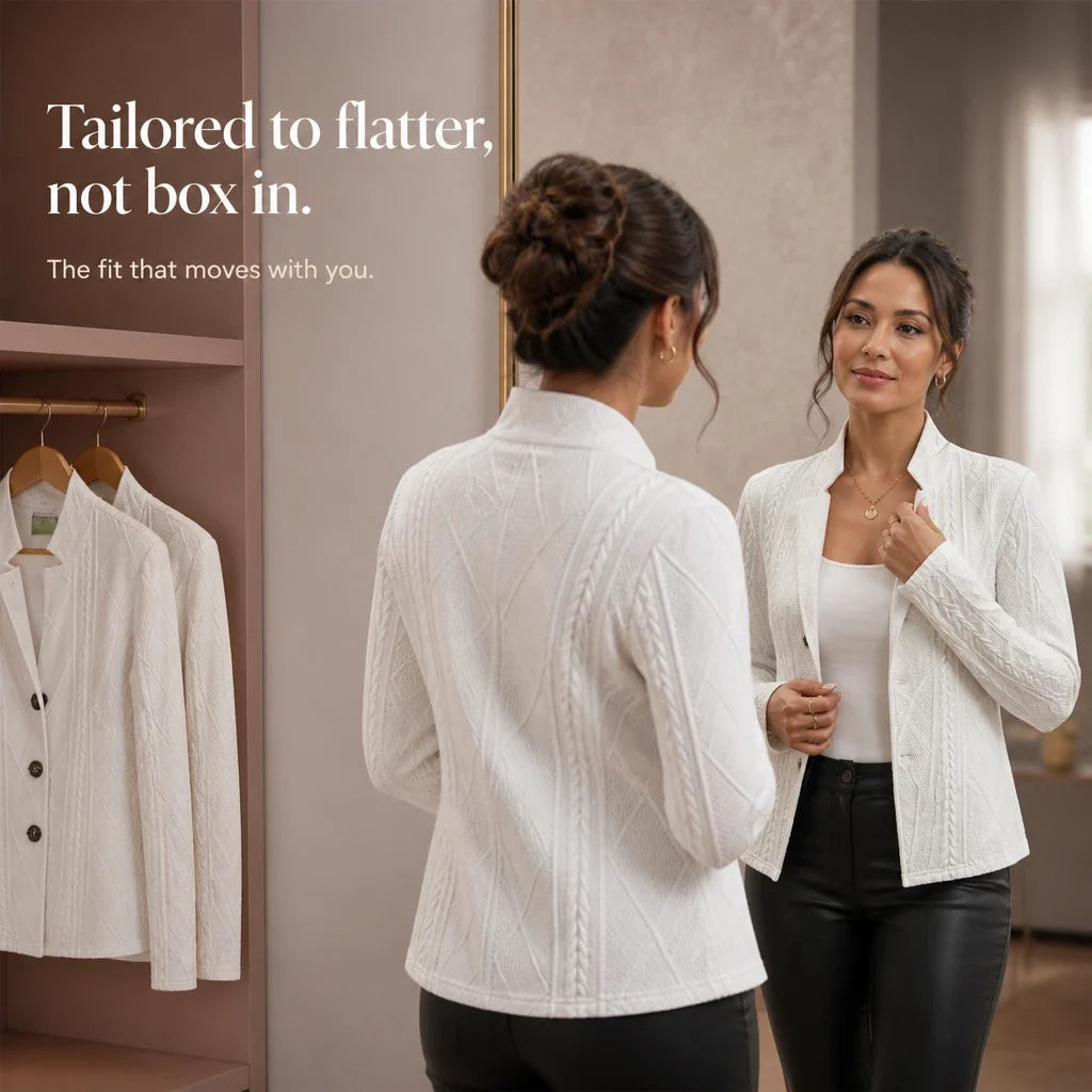 Formelle – Diamond Cable Knit Stand-Collar Blazer