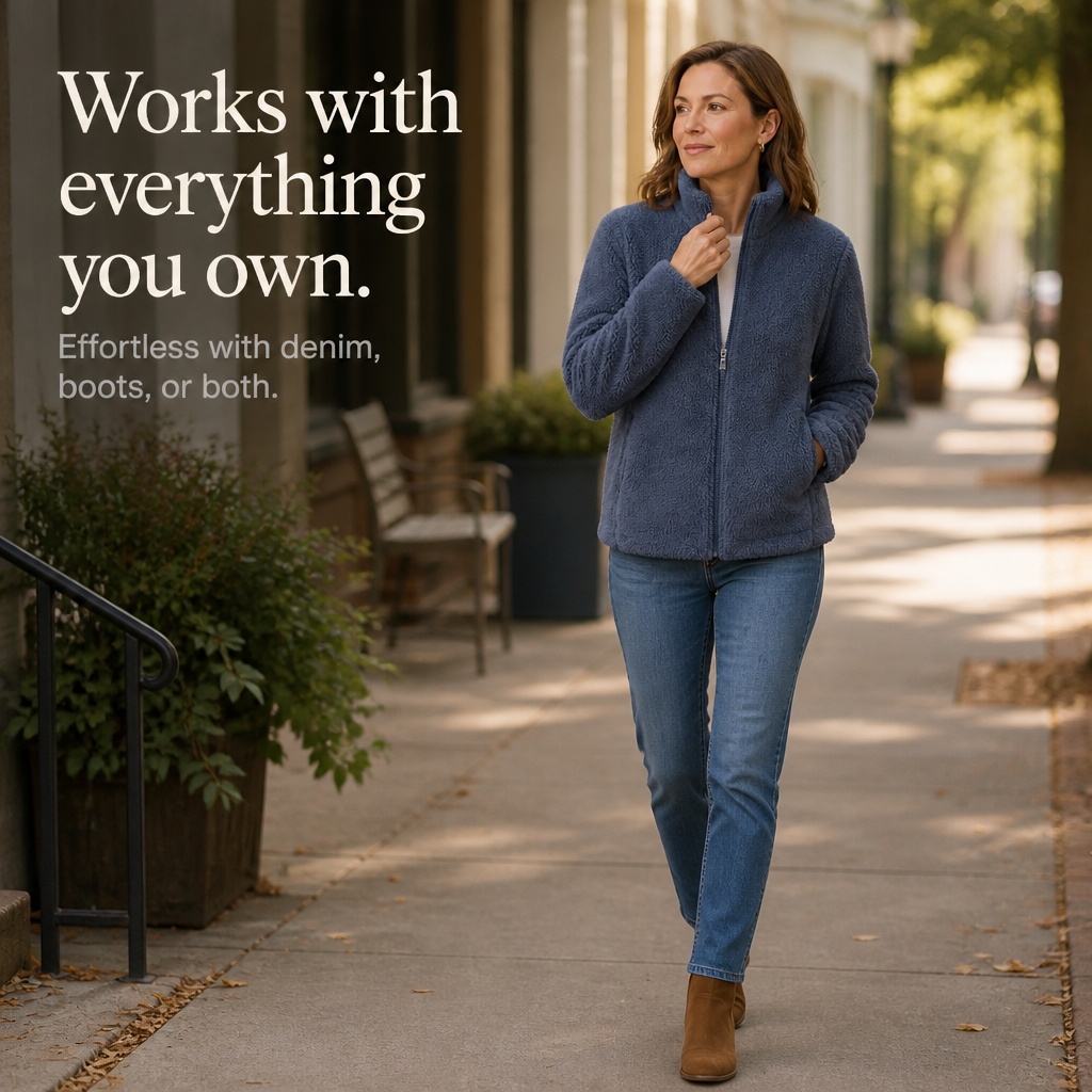 Velora – Plush Fleece Stand-Collar Jacket