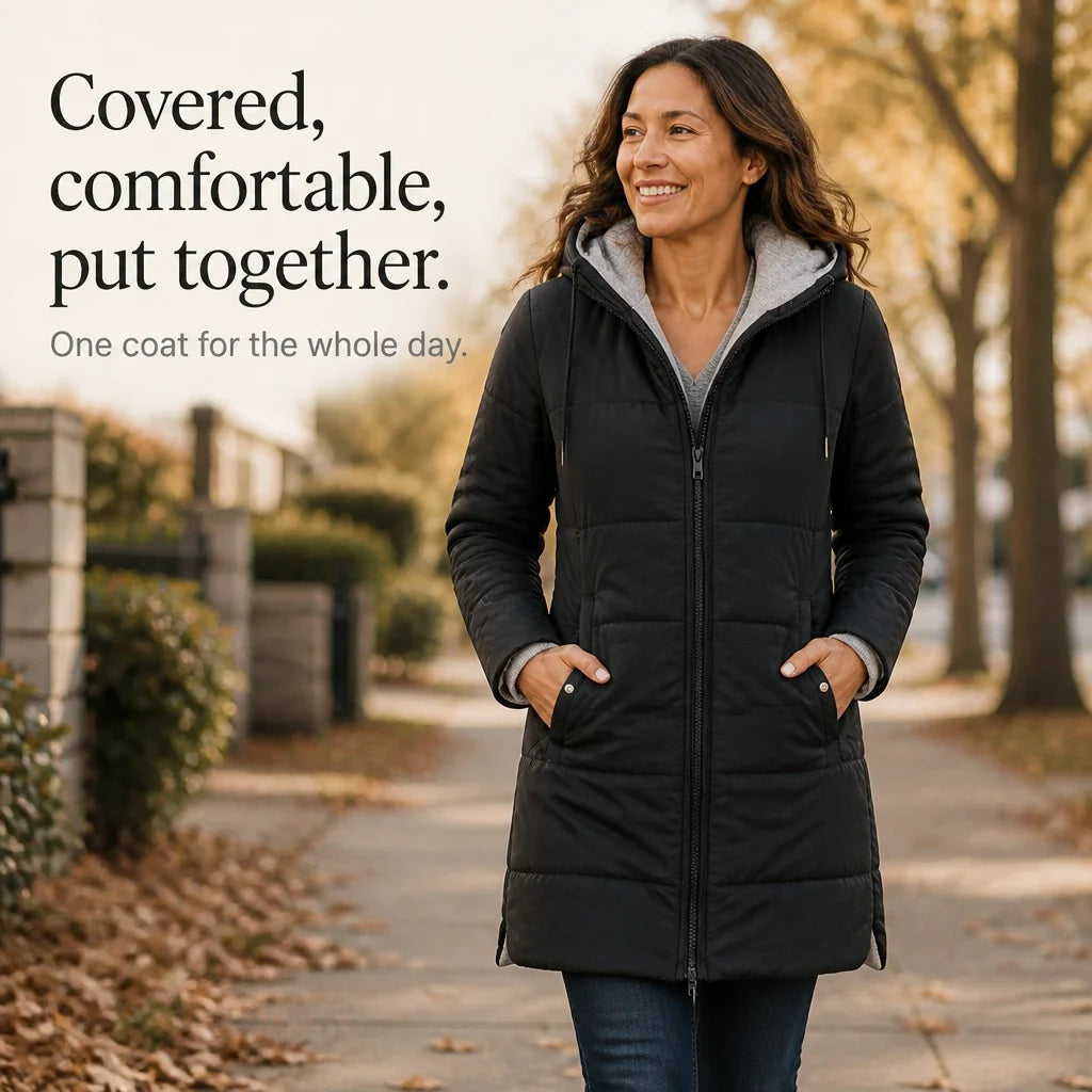 Veluna – Hooded Quilted Longline Coat