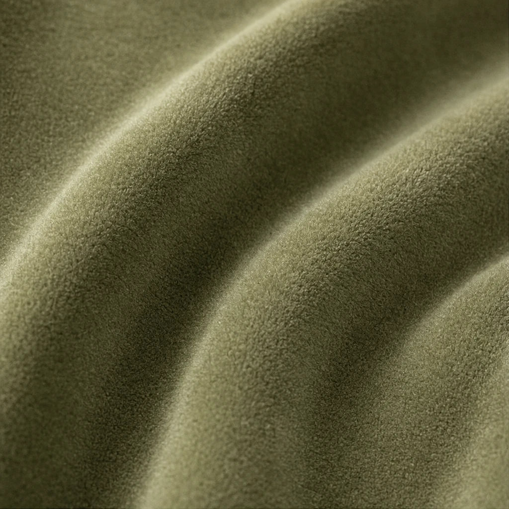 Olivelle – Olive Velvet Faux-Fur Collar Zip-Up Jacket
