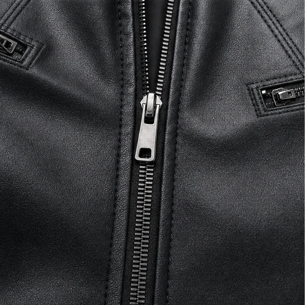 Velora – Cropped Faux-Leather Biker Jacket