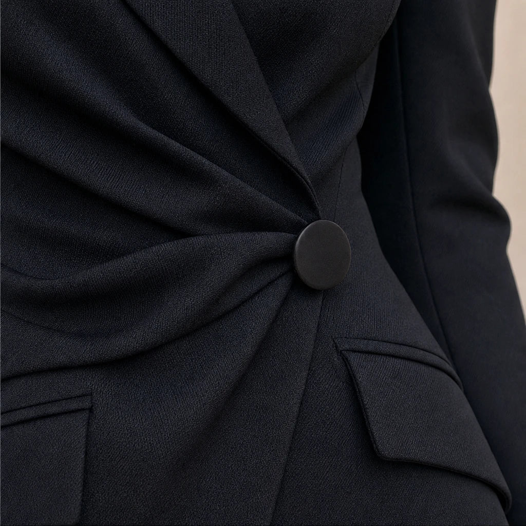 Wearbella – Asymmetrical Single-Button Tailored Blazer