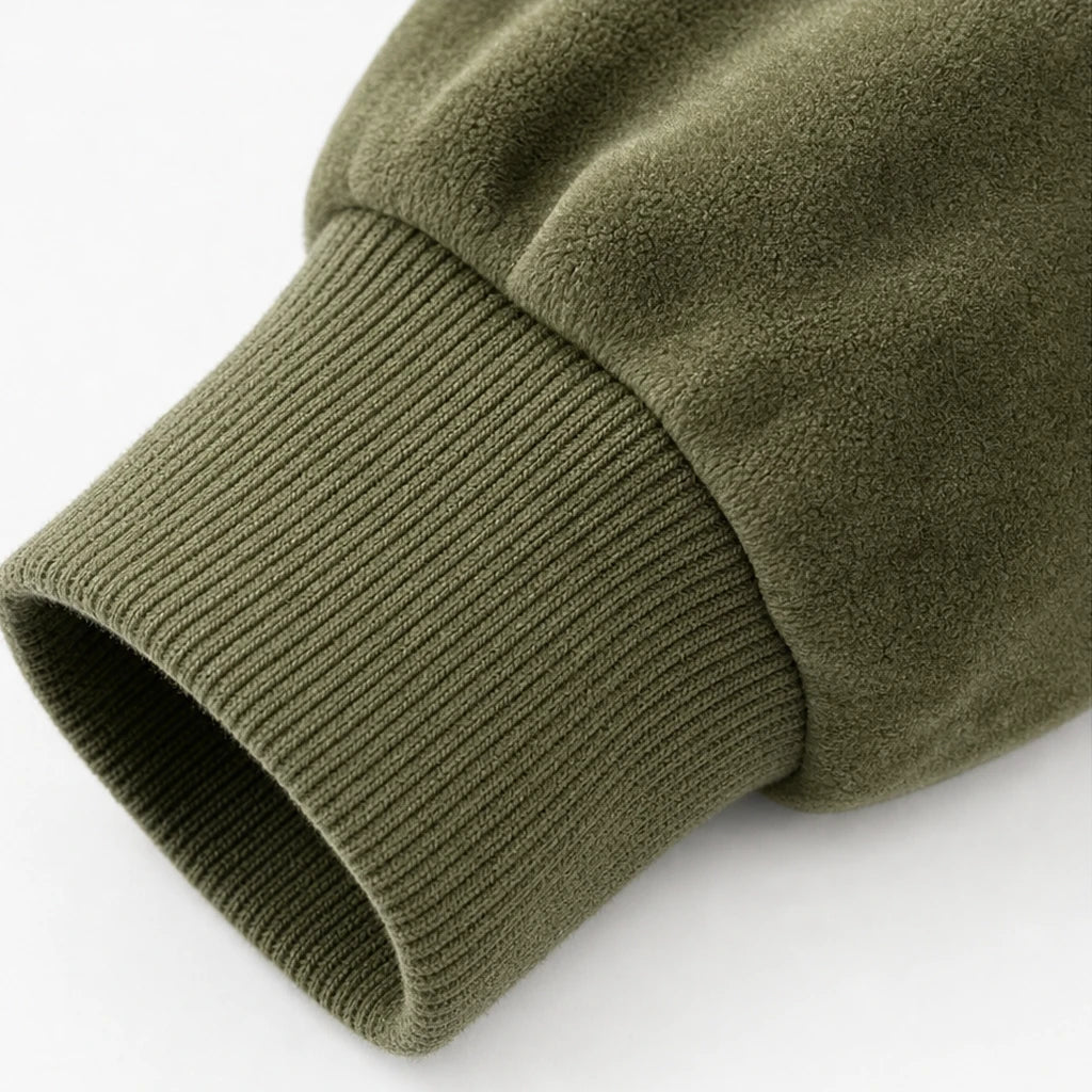 Olivelle – Olive Velvet Faux-Fur Collar Zip-Up Jacket