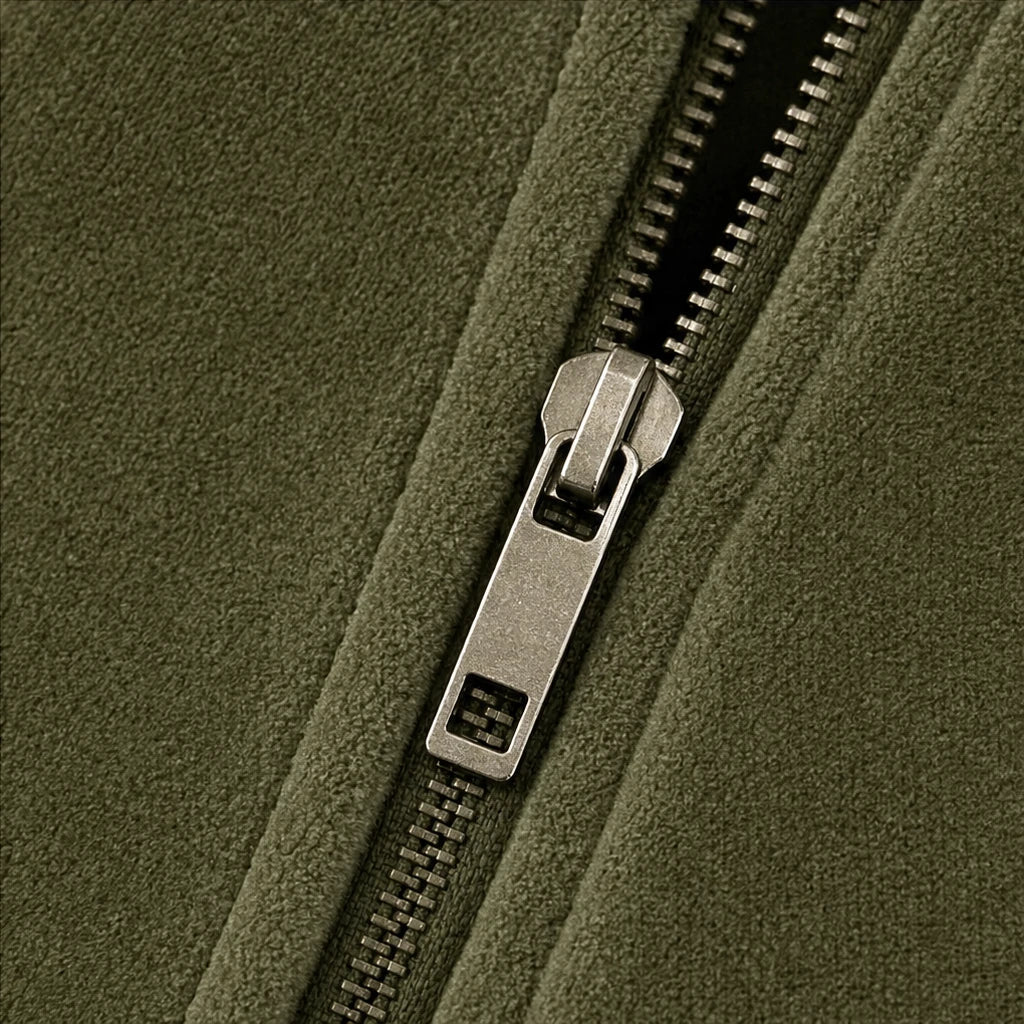 Olivelle – Olive Velvet Faux-Fur Collar Zip-Up Jacket