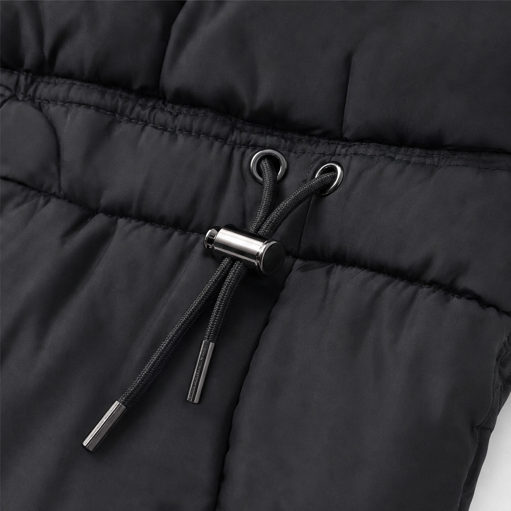 Veluna – Plush Hood Trim Mid-Long Padded Winter Coat