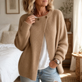 Drape & Rib – Asymmetrical Neck Ribbed Button Cardigan