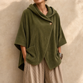 Draperly – Asymmetric Hem Hooded Corduroy Poncho