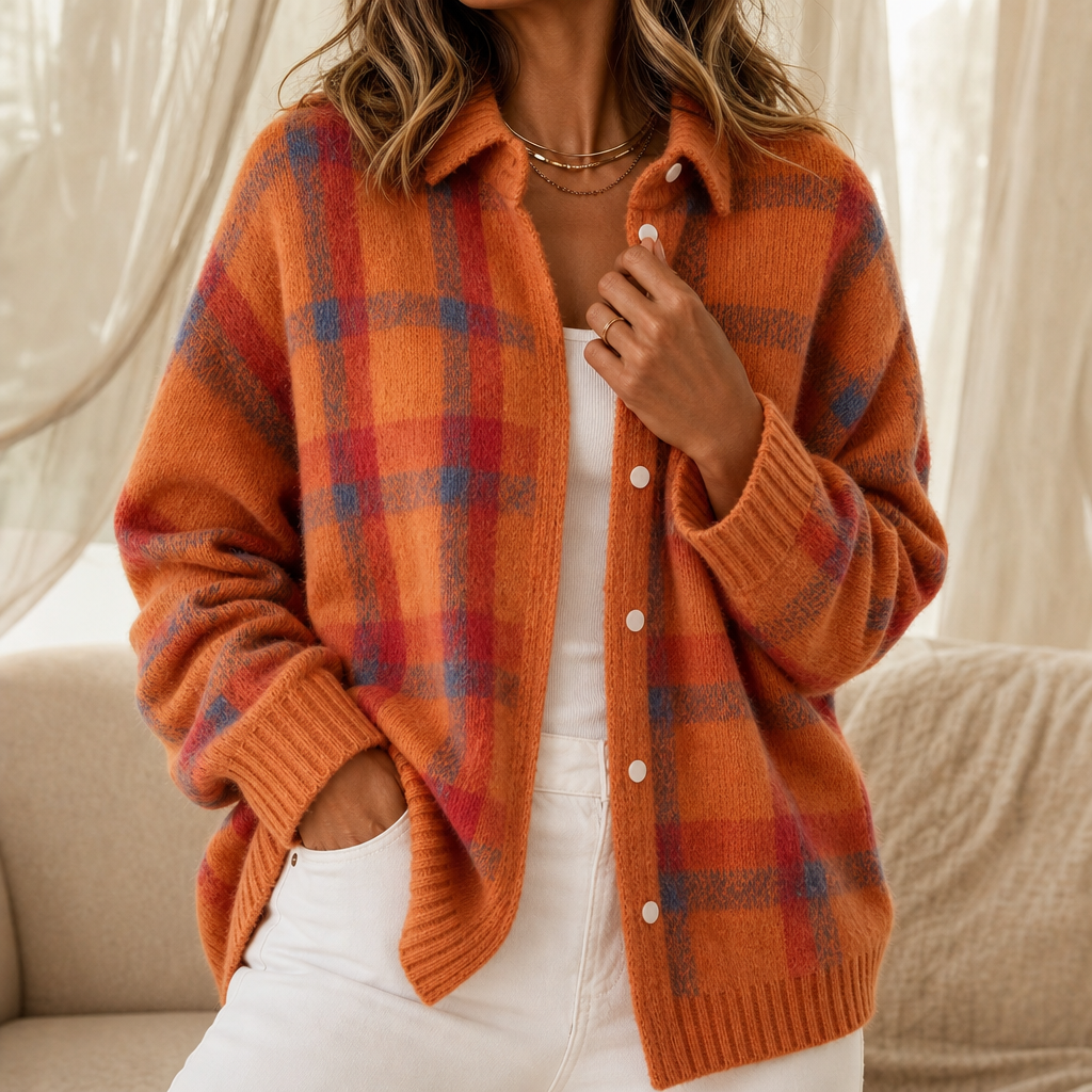 Tesa Check – Retro Check Knit Cardigan