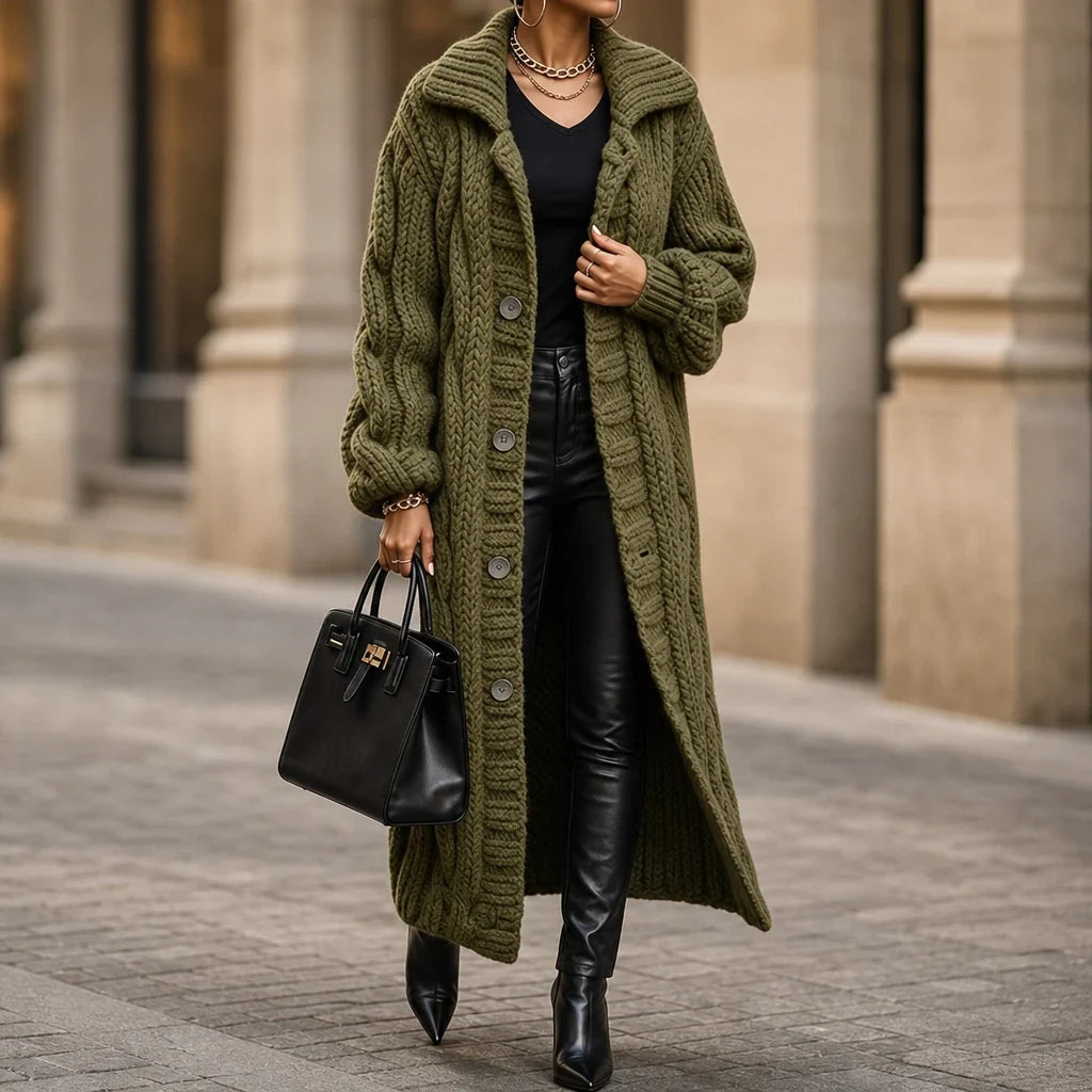 Cablehaven – Oversized Cable-Knit Long Cardigan