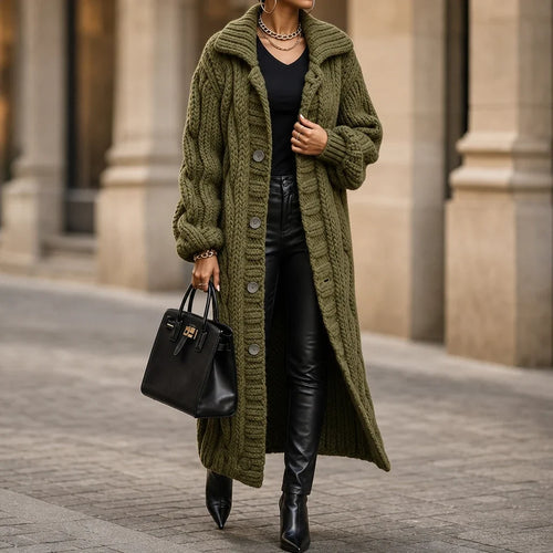 Cablehaven – Oversized Cable-Knit Long Cardigan