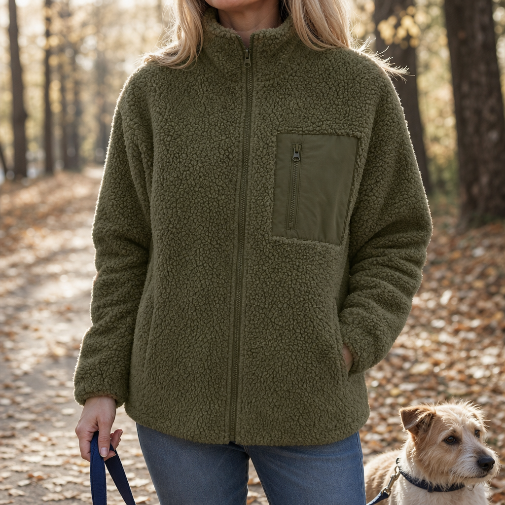 Veluna – Fleece-Look Zip-Up Winter Jacket