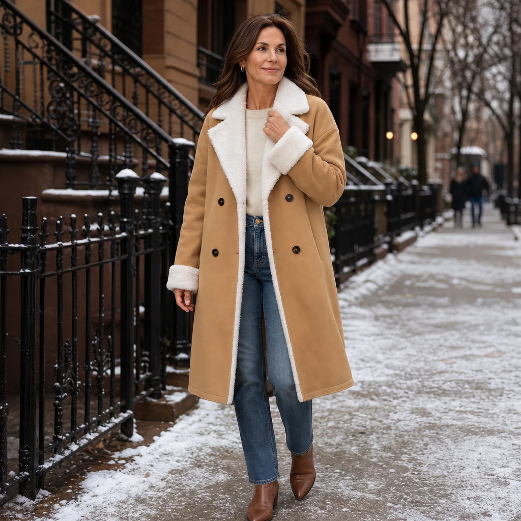 Everleigh – Camel Sherpa-Lined-Look Winter Coat