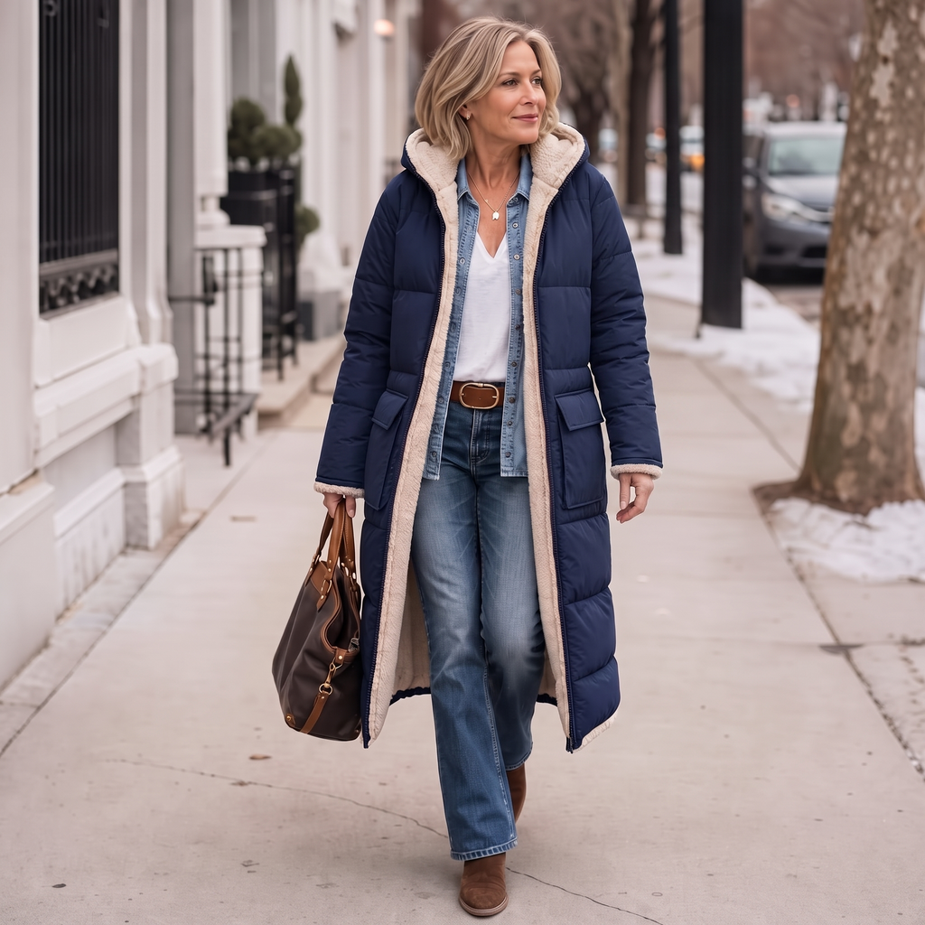 Veluna – Reversible Quilted Sherpa-Look Winter Coat