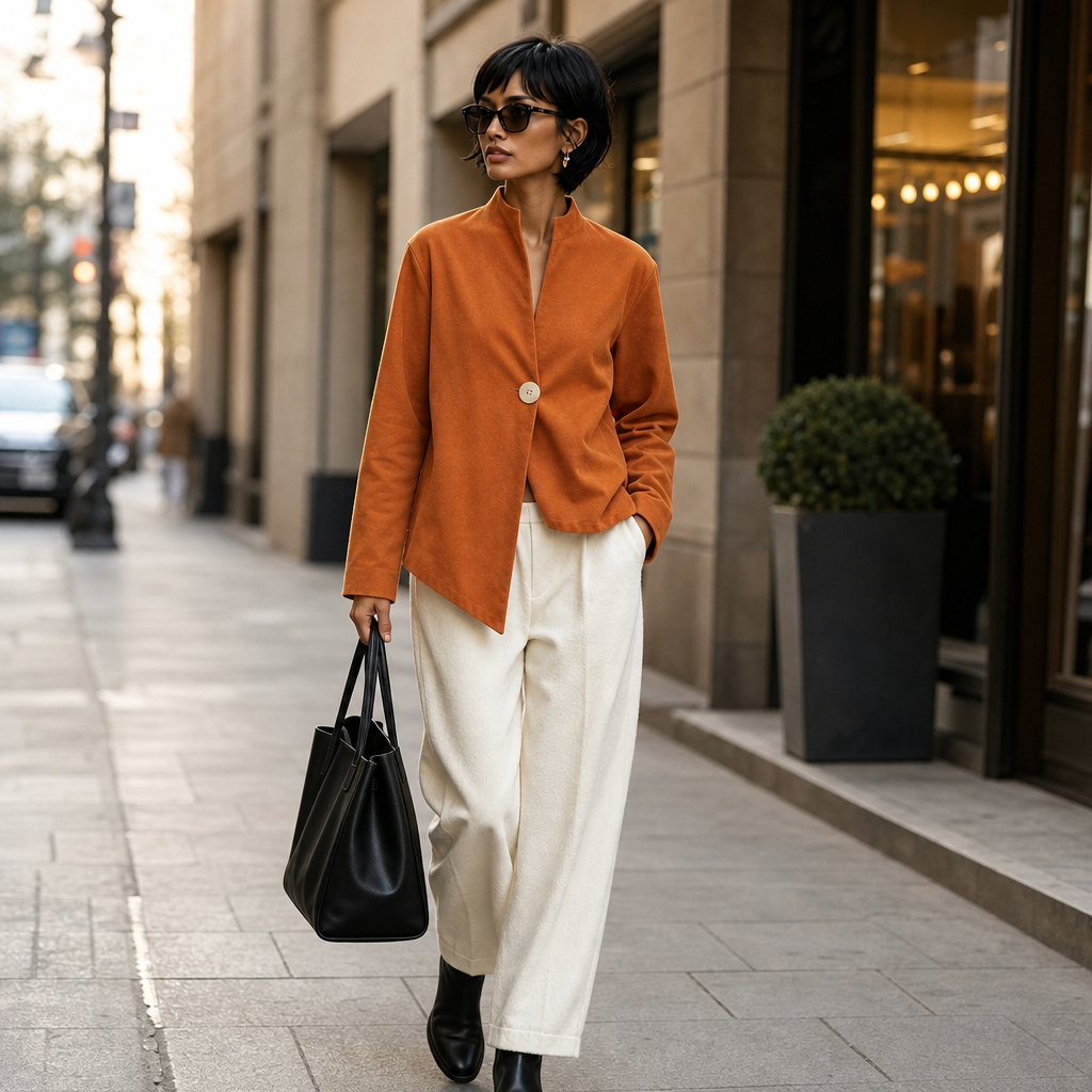 Overa – Burnt Orange Asymmetrical Statement Jacket