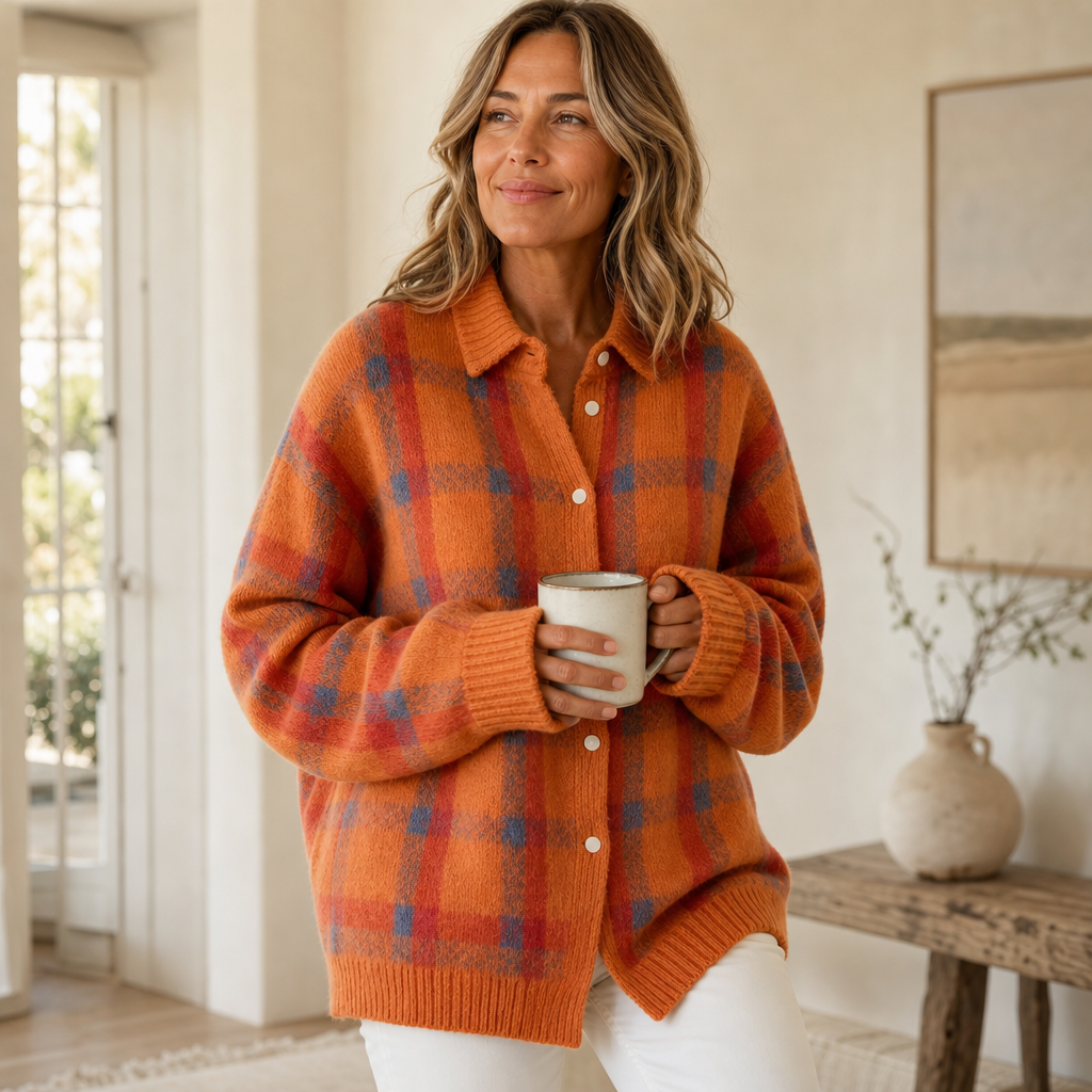 Tesa Check – Retro Check Knit Cardigan