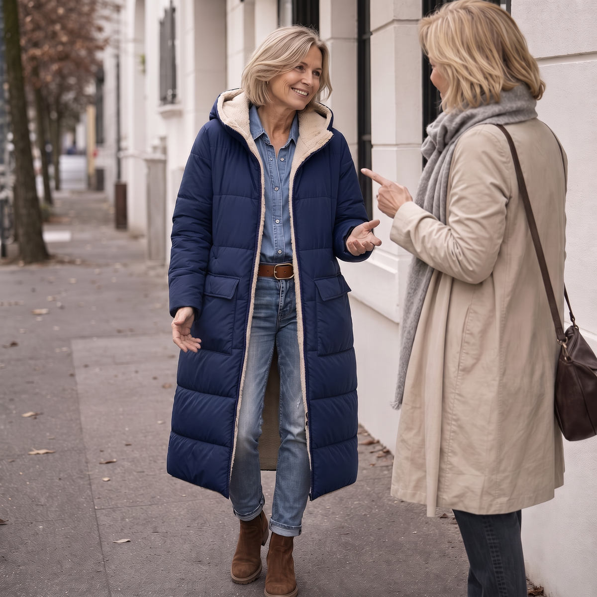 Veluna – Reversible Quilted Sherpa-Look Winter Coat