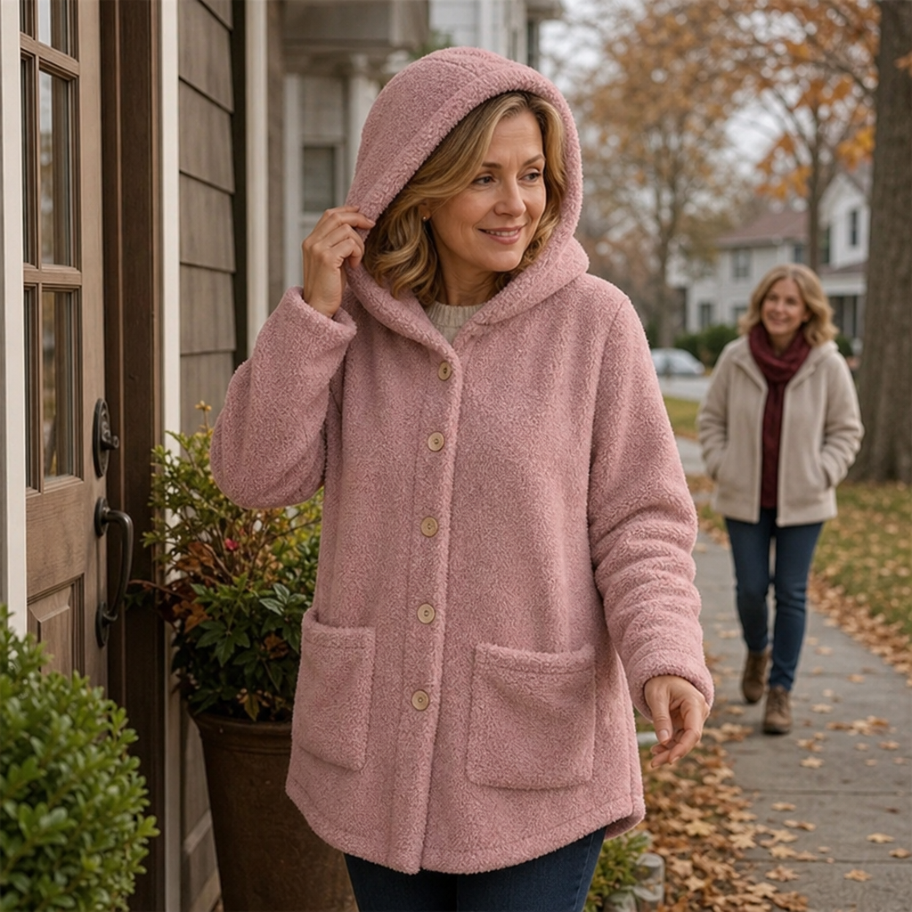 Cozyvale – Button-Front Hooded Winter Jacket