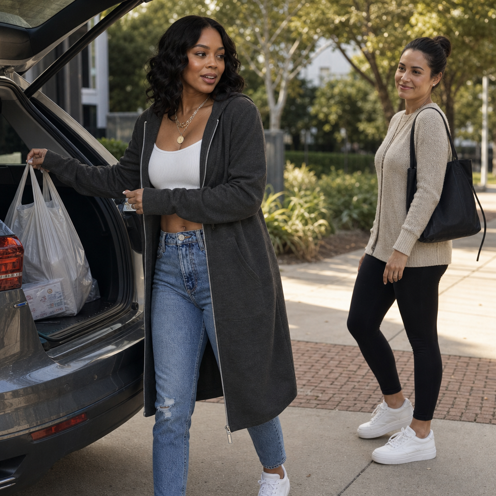 Cozyline – Fleece-Lined Tunic-Length Zip-Up Hoodie