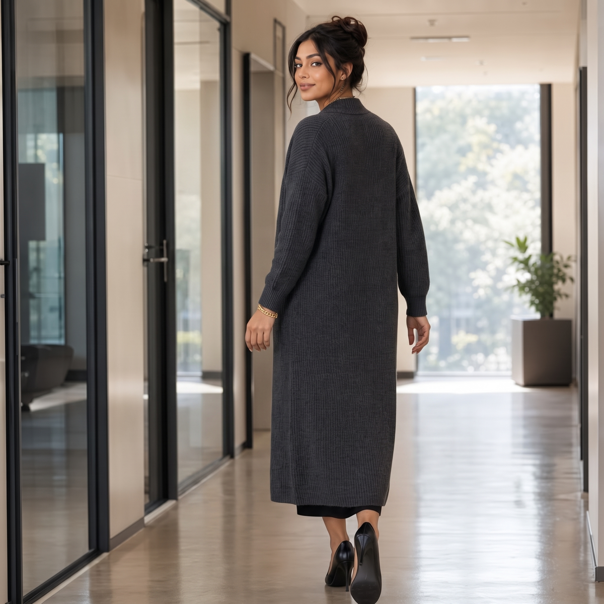 Ribbella – Ribbed Knit Longline Cardigan