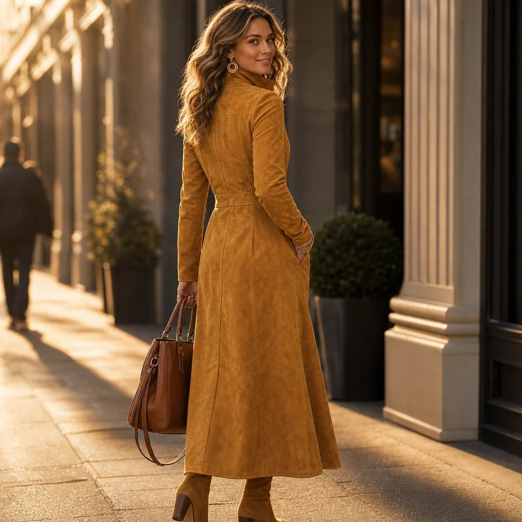 Mustard Muse – Longline Zip-Up Coat