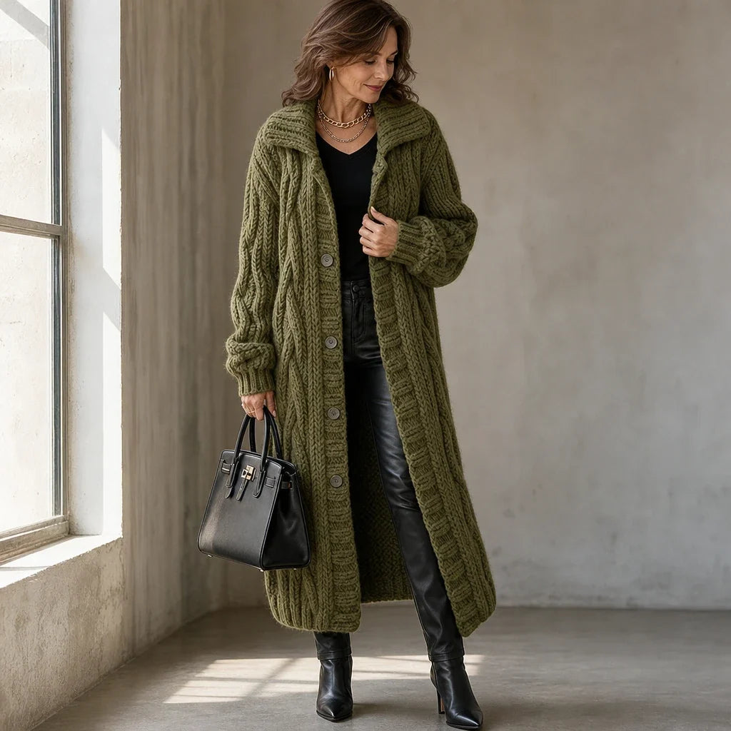 Cablehaven – Oversized Cable-Knit Long Cardigan