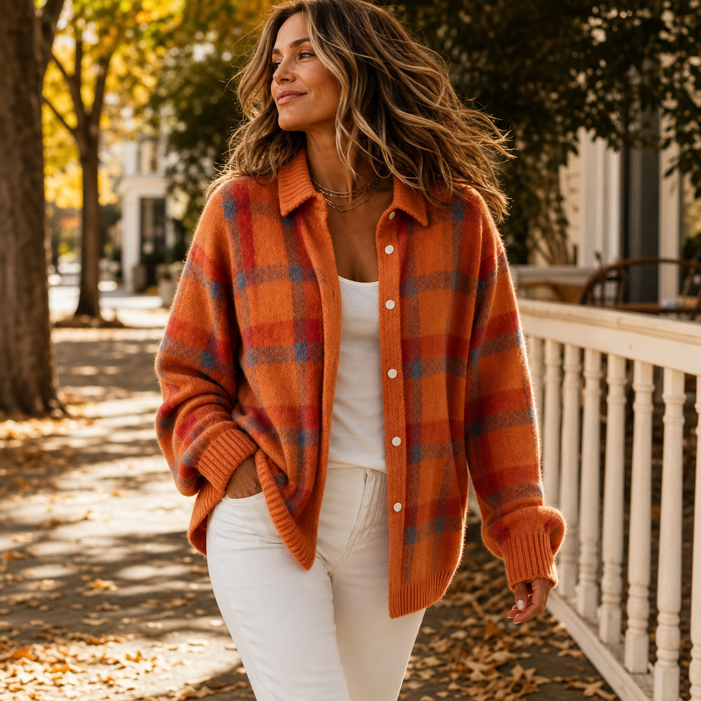 Tesa Check – Retro Check Knit Cardigan