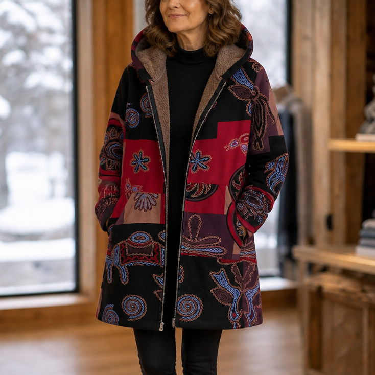 Leaf & Loom – Printed Hooded Winter Coat