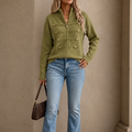 Mayfield – Gold Button Military-Style Knit Cardigan