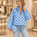 Dotswing – Polka Dot Lantern Sleeve Oversized Jacket