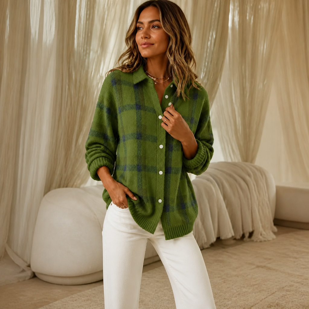 Tesa Check – Retro Check Knit Cardigan