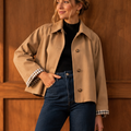 Wrenfield – Boxy Cropped Plaid-Lined Raglan Jacket