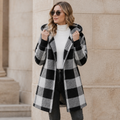 Plaidelle – Oversized Plaid Hooded Fleece-Look Cardigan