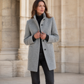 Standelle – Button-Front Stand Collar Fall Coat