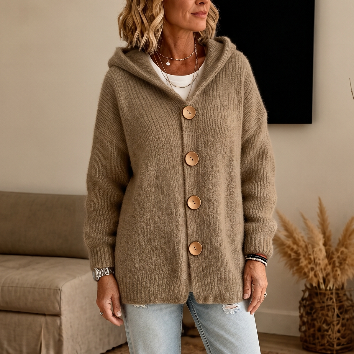Ribelle – Chunky Rib-Knit Hooded Cardigan