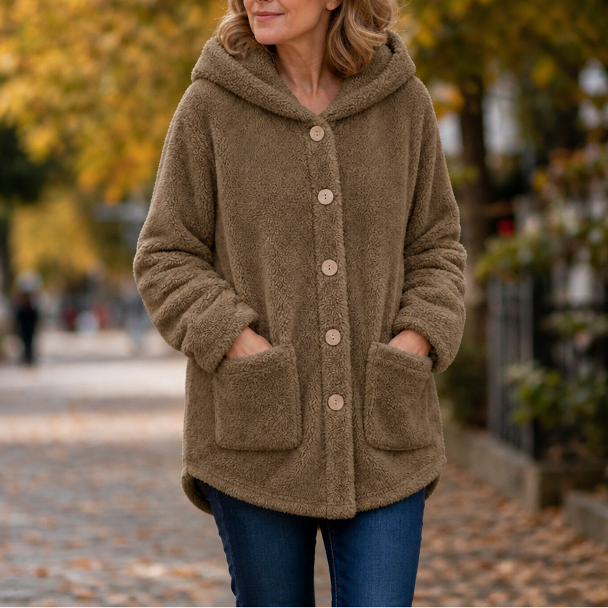 Cozyvale – Button-Front Hooded Winter Jacket