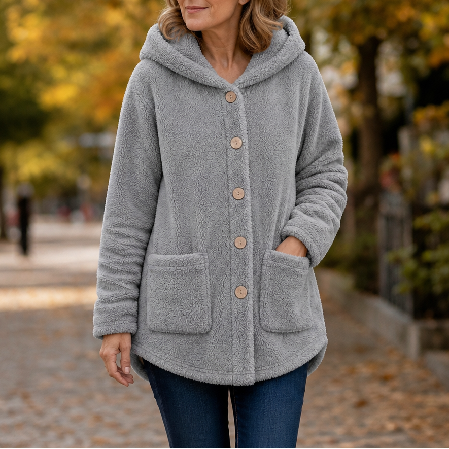 Cozyvale – Button-Front Hooded Winter Jacket