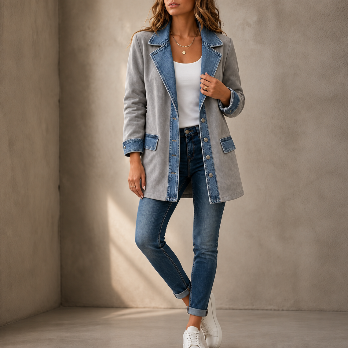 Westline – Trim Faux-Suede Western Jacket
